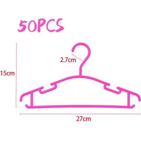 Lot de 50 Cintres enfants en plastique - Rose L 27 cm - FASIKE