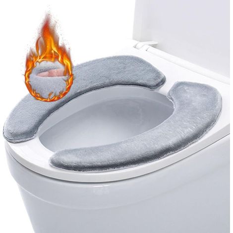 Copriwater, copriwater spesso per bagno, cuscino autoadesivo spesso e caldo, cuscino per WC in velluto, ideale per viaggi in famiglia, anziani e donne in gravidanza.