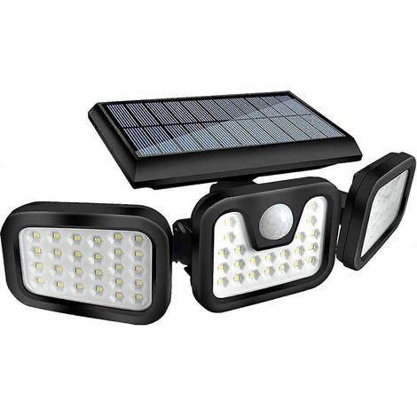 Projecteur solaire extérieur sans fil à détecteur de mouvement - 800 lumens, 74 LED, 3 têtes orientables, angle de vision de 270° (1/5)