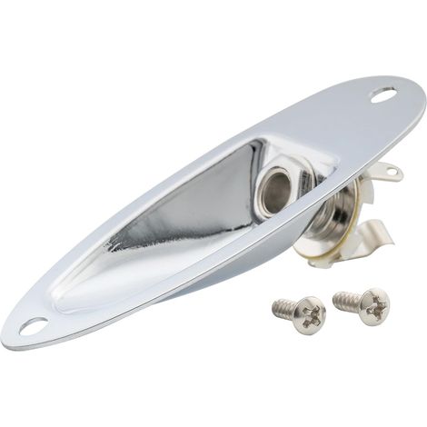 Conector jack para guitarra eléctrica, placa de conexión, apto para guitarras eléctricas, cromado. (1/5)