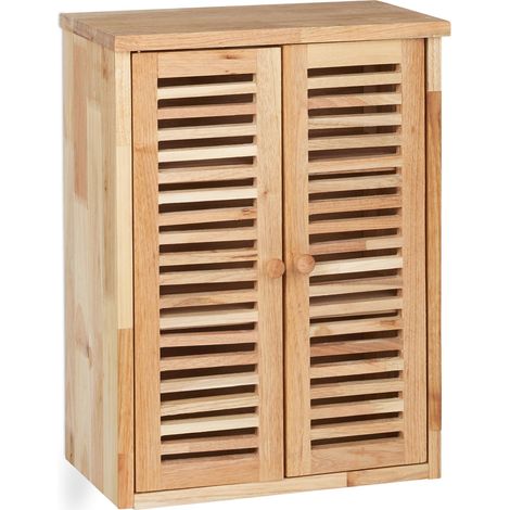 Armadio a muro compatto per bagno 60 x 30 x 20 cm con 3 livelli di ripiani in legno di noce 130010866