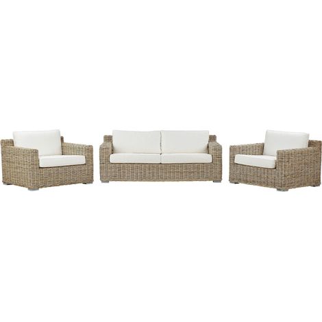 Garden Sofa Set 4 Seater ARDEA Rattan Light Brown