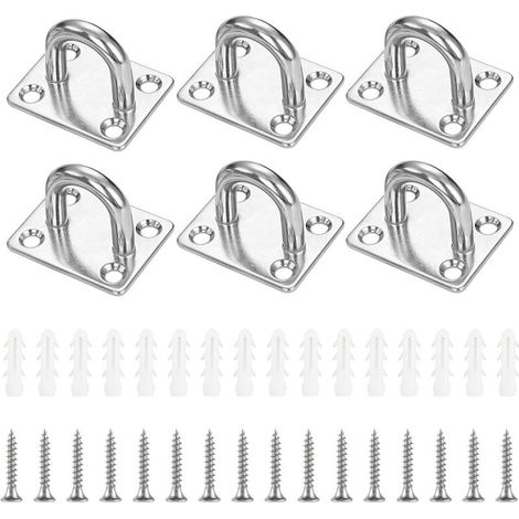 Set mit 6 Edelstahl-M6-Befestigungsösen, Ösenplatte mit Öse, Ösenplatte mit Öse, Boxsackhaken, Sonnensegel (1/5)