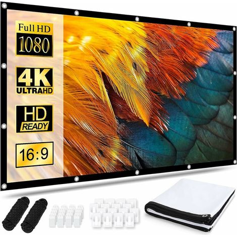 120 Zoll Projektionsleinwand, 16:9 HD Tragbare Faltbare Außenleinwand, Doppelseitige Anti-Knitter-Projektionsleinwand für Videoprojektoren, Leinwand für Heimkino, Party, Filmabend, Werbung (1/5)