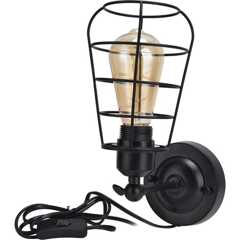 Applique murale en fer forgé noir style industriel rétro pour maison, bar, restaurant, café, hôtel 85‑250VEU E27 (1/5)