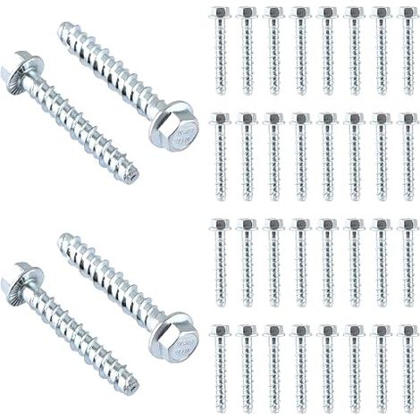 Concrete Screws Hex Head Concrete Screws without Dowels Galvanised Concrete Screws with Disc for Masonry Concrete Architecture Industry (M8x60) (1/5)