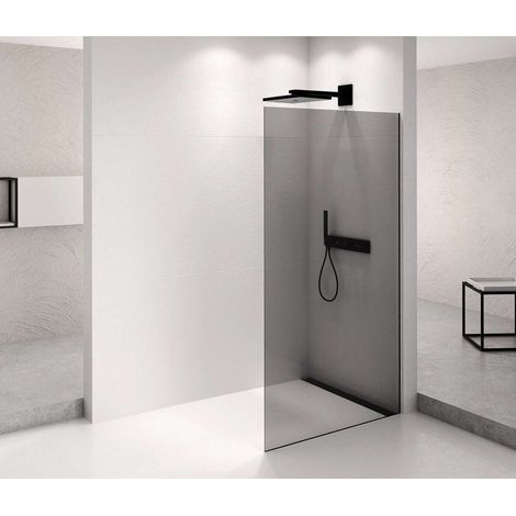 Polysan Architex - Mampara de ducha Walk-In, 76x210 cm, cristal negro mate/ahumado AXB80SC (1/2)