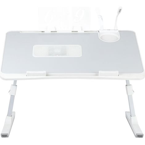 Mesa de cama para portátil, plegable, ajustable en altura y ángulo, ideal para sofá, estudio, lectura y escritura, gris - 60 x 40 x 26-39 cm (1/5)