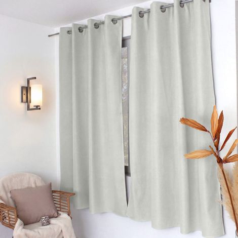 Rideau thermique FJORD 140 x 180 cm – Toile polyester – Doublure polaire noire - 140x180cm - Blanc (1/2)