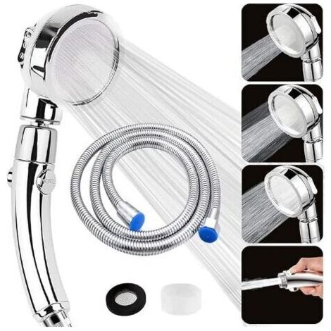 Nazalus-Vente chaude-Pommeau de Douche, Pommeau douche Anti Calcaire avec Tuyau 2M & 3 Modes,Universelle Douchette Douche Salle de Bain Economiseur d'eau,Pomme de Douche Haute Pression avec Bouton de (1/5)