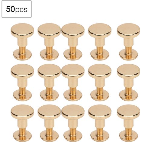 50 Rivets en Cuivre Pur à Tête Plate de 8mm pour Reliure de Carnets en Cuir - Kit de Vis Dorées (1/5)