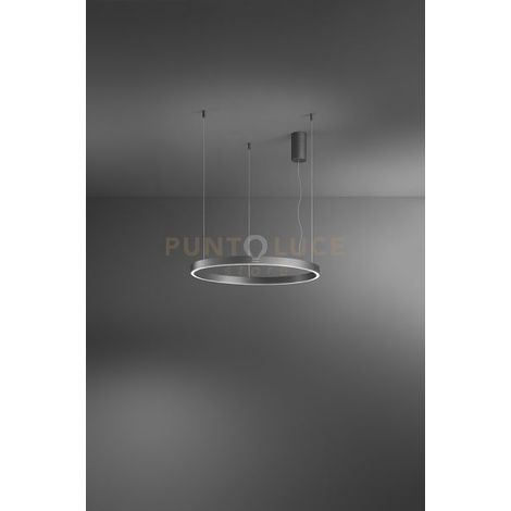 Lampada a Sospensione LED 72W, Struttura in Metallo Grigio Metalizzato, Diffusore in Silicone, Design Moderno e Dimmerabile, IP20 - Perenz