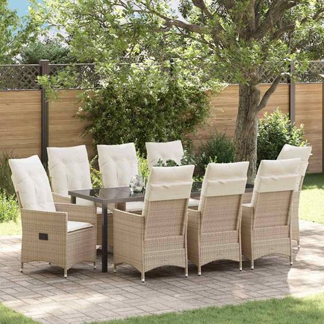 Conjunto de Comedor de Jardín 9 pcs Beige ratán sintético vidaXL (1/5)
