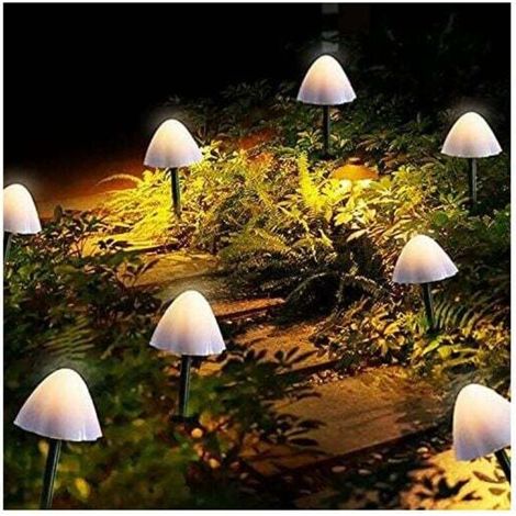 Solar Lights Outdoor Garden, 12 Pack LED Champignon Forme Pathway Lights Solar Powered Fairy String Lights Extérieur Imperméable Paysage Stake Lights Décoration-Crezuo