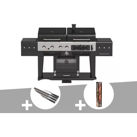 Barbecue hybride Memphis Ultimate version 2,0 + Set de 4 couteaux + Papier boucher - Pit Boss