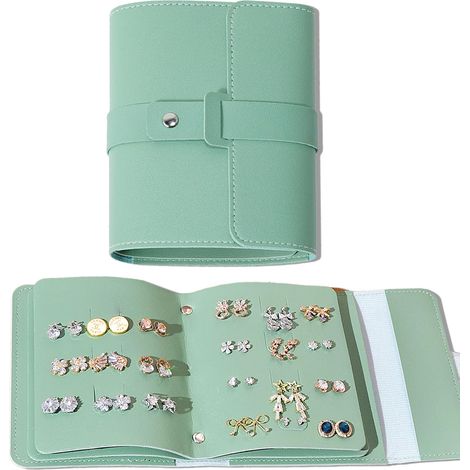 Rangement Boucle D'Oreille CréAtif En Forme De Livre LéGer Boite A Bijoux Avec Bouton Portable Porte Bijoux Femme Vert Boite A Boucle D'Oreille Pour Femmes Filles Cadeau Anniversaire (1/5)