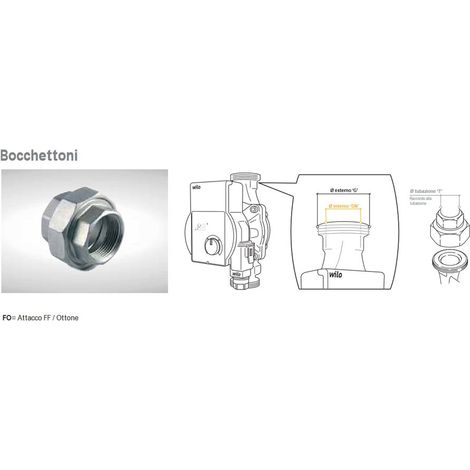 Coppia di bocchettoni ø1"1/2 x 1" FO (DN25) in ottone per circolatori e pompe filettate 2955349