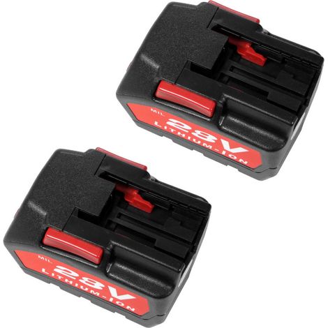 2x TradeShop Trade-Shop Li-Ion Akku 28V 2000mAh für AEG Milwaukee V28BS V28CS V28H V28HX V28IW V28MS V28PD V28SG V28SX V28VC Flex Würth 28V-Akku ersetzt 48-11-1830, 48-11-2850