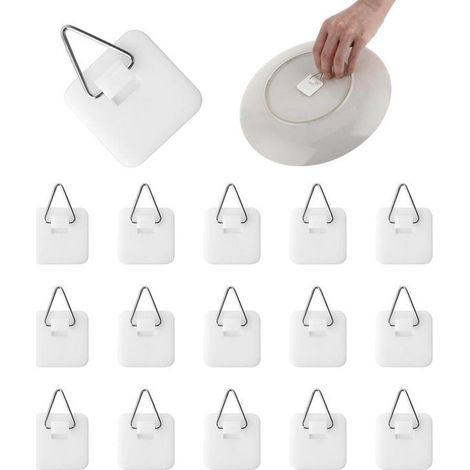 Crochets Invisibles 15pcs 3cm, Suspension Cadres Art Mural Blanc (1/5)