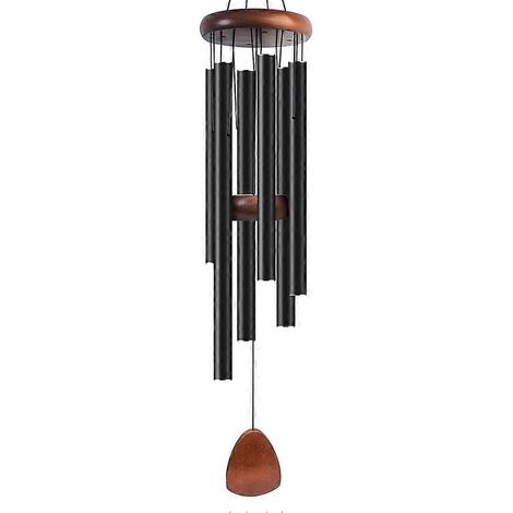 Carillon éolien en métal noir et aluminium, 6 tiges, décoration pour la maison, l'extérieur, le jardin ou la terrasse. (1/5)