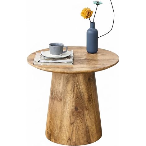 ELVMI Tavolino Rotondo con Piano Spesso, per Soggiorno Camera e Balcone, in MDF, Finitura Legno, 50 cm (1/5)