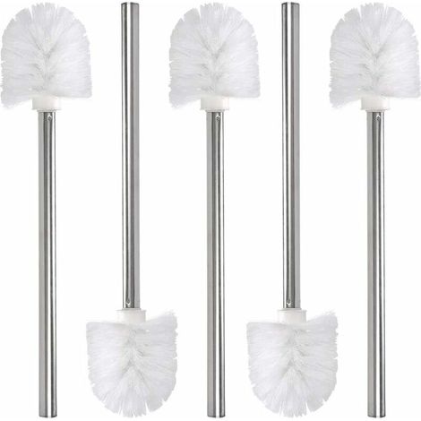 Piece Replacement Toilet Brush Set, Bathroom Cleaning Brush Head, Stainless Steel Handle and Plastic Head, White, 37.5cm (1/5)