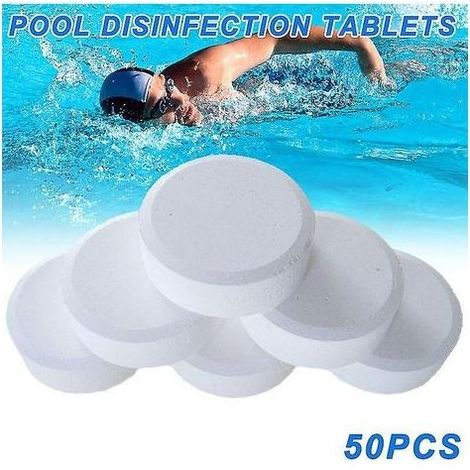 Désinfectant chloré de piscine – Lot de 50 pastilles multifonctions – Désinfection rapide pour baignoire et spa – Aide à prévenir les algues – (1/5)