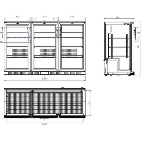 Arrière Bar Réfrigéré Professionnel Noir 3 Portes - Combisteel (1/2)