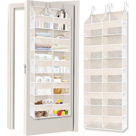 Organizador de puerta de 5 niveles, almacenamiento extra grande detrás de la puerta con 10 compartimentos, organizador superior (1/2)
