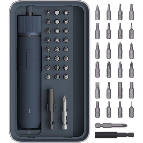 Elektroschrauber-Set, Elektroschrauber mit 3 einstellbaren Drehmomenten, kreisförmiges LED-Licht, Schraubendreher, 26 Stück S2-Stahl-Bits, 1500 mAh Akku, USB-C-Aufladung, Aufbewahrungsbox