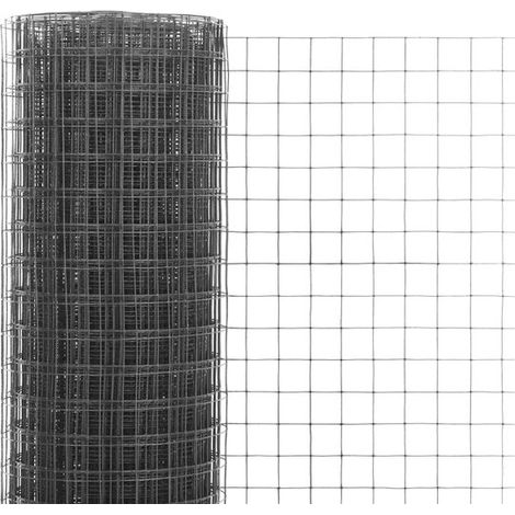 Grillage à poules plastifié 10 x 1 m, maille fine 12 x 12 mm avec revêtement PVC gris, grillage pour volière, jardin et protection contre les petits animaux, anthracite (1/5)
