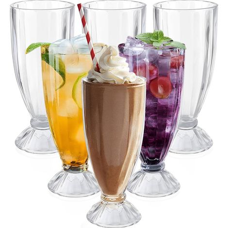 Lot de 6 Verres à Milkshake Plastique 450 ml