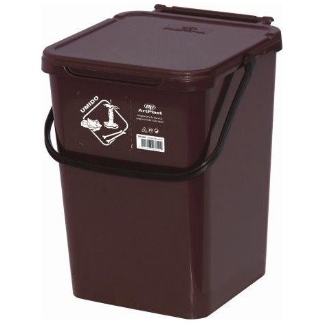 cassonetto in plastica marrone con coperchio per raccolta differenziata, 10 lt (1/5)