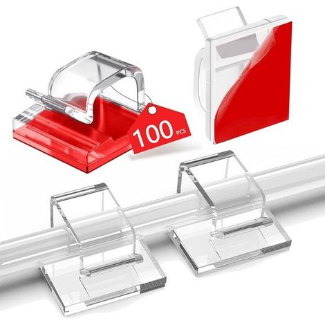 SnelShoppen，100 piezas de soportes autoadhesivos para cables，Clips para cables para gestión de cables，organizador de escritorio (1/5)