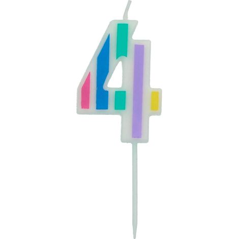 Bougie Numéro Bougie Pastel Chiffre 4 Multicolore Bougies de Gâteau pour la décoration de D'anniversaire Anniversaire Gâteau de Mariage