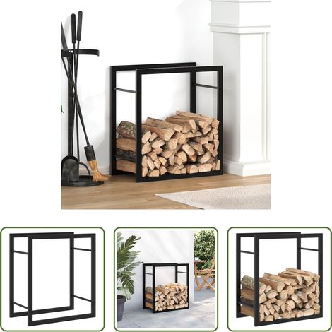 Brennholzhalter - Brennholzregal Mattschwarz 50x28x56 cm Stahl (1/5)