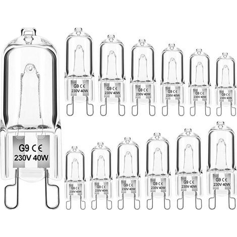 G9 Dimmbare Halogenlampen 40W 230V Warmweiß für Mikrowelle, Herd, Deckenleuchten, 12er-Pack [Energieklasse G] (1/5)
