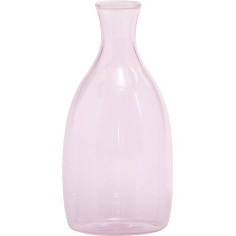 Vasetto Un Fiore capacità 35 cl in vetro borosilicato soffiato a mano con raffinato decoro bianco sull'imboccatura, colore Rosa, design elegante
