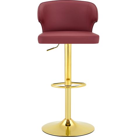 Set de 2 taburetes de bar regulables con respaldo giratorios 360° en PU rojo (1/5)