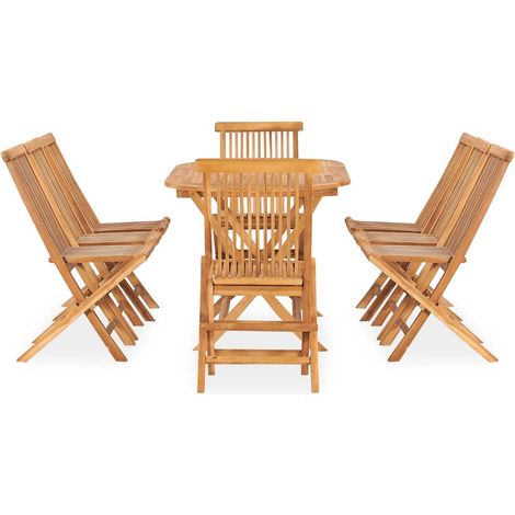 Maison Exclusive - Set de comedor de jardín plegable 9 pzas mader (1/5)