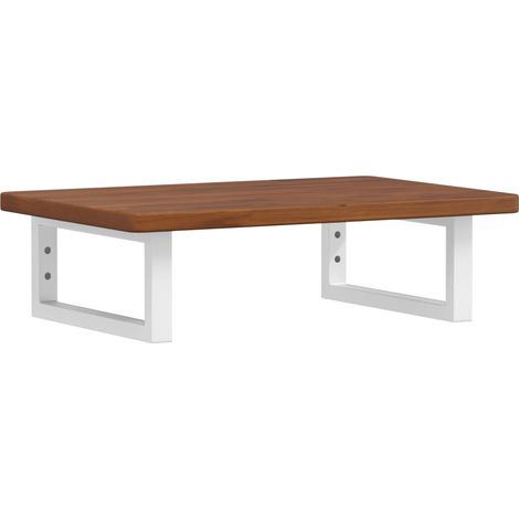 Étagère Murale pour Vasque Salle de Bains Chêne Massif et Acier Marron et Blanc 60 x 40 cm, 8.26kg (1/5)