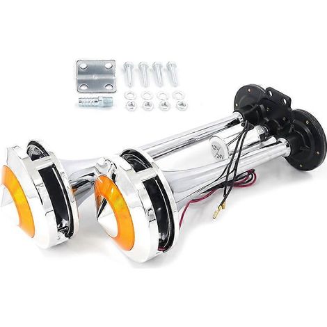 Compatible avec les abat-jour à double tube bicolores à commande électronique pour camions, klaxon universel 12 V/24 V, source d'air comprimé (1/5)