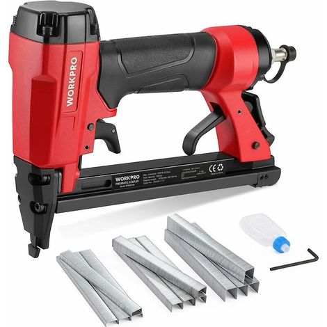 – Agrafeuse pneumatique 21 GA avec 1500 agrafes – Pression 4,1-8,3 bar – Compatible agrafes 80/6-16 mm – Poignée ergonomique pour confort (1/5)