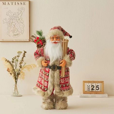 Ochine Babbo Natale su slitta – Decorazione natalizia artigianale 60 cm, in tessuto non tessuto e plastica – Design tradizionale elegante – Ideale per casa e vetrine (1/4)