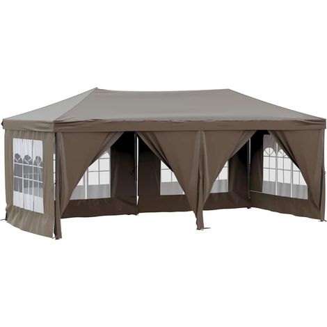 vidaXL Folding Party Tent with Sidewalls Taupe 3x6 m