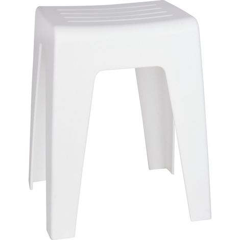 WENKO Sgabello Kumba per bagno, bianco, sgabello per doccia, Plastico, 38x47x32 cm, bianco
