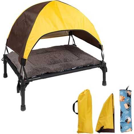 Lit de jardin repliable pour chien, avec auvent et sac de transport, protection solaire - pour animaux domestiques (1/5)