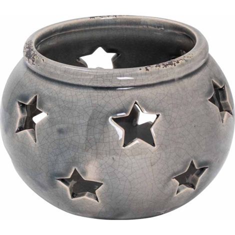 Garda Star Candle Lantern - Ceramic - L14 x W14 x H10 cm - Grey