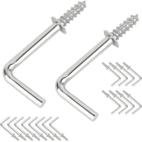 Pair Lot de 20 Crochet à Vis, 29mm Petits Crochets à Visser à Angle Droit, en Acier au Carbone en Forme de L, Crochets à Vis Autotaraudeuses à Métal pour Accrocher (1/5)
