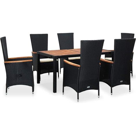 Maison Exclusive - Set da Pranzo da Giardino 7 pz in Polyrattan e Acacia Nero (1/5)